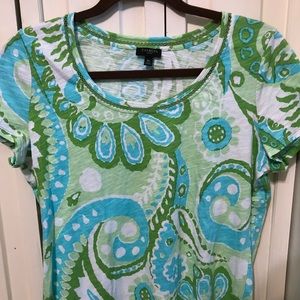 Talbots blue & green pattern shirt mp